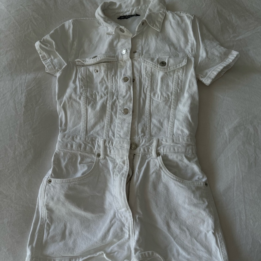 Zara White Jean Romper
